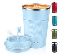 KETIEE Travel Mug Insulated Coffee Cup 380ml with Leakproof Lid, Reusable Stainless Steel Mug, Double Walled Coffee Travel Mug, Coffee Mug for Hot Cold Drinks Sky Blue