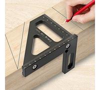 KETIPED Metric 3D Multi-Angle Measuring Ruler,45/90 Degree Aluminum Alloy Woodworking Square Protractor, Miter Triangle Ruler High Precision Layout Measuring Tool for Engineer Carpenter,002BK