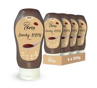Keto Chef Smoky BBQ Sauce 300ml, Pack of 4- Low Calorie BBQ Sauce (16 Cals/Serving), No Added Sugar, Fat Free, Keto Friendly, Vegan & Gluten-Free, Low Carb BBQ Dip & Marinade for Grilling & Cooking