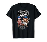 Keto Dad Runs On Bacon Funny Low Carb BBQ Grill Master T-Shirt