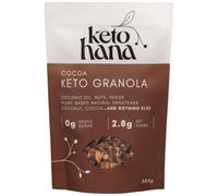 Keto Hana Cocoa & Nuts Breakfast, Snacking Granola, Just 2.8g Net Carbs, High Protein, Healthy Keto Diet Granola (Four 300g/0.6lbs Bags)