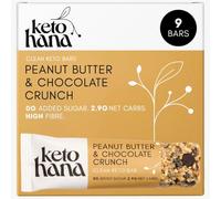 Keto Hana Peanut Butter & Chocolate Crunch Keto Granola Bars | Zero Added Sugar | 2.9g Net Carbs | High Fibre Keto Snack | Clean Ingredients | 9 Bars