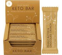 Keto Hana Peanut Butter & Chocolate Crunch Keto Granola Bars | Zero Added Sugar | 3.5g Net Carbs | High Fibre Keto Snack | Clean Ingredients | 9 Bars