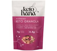 Keto Hana Raspberry Breakfast, Snacking Granola, Just 3.4g Net Carbs, High Protein, Healthy Keto Diet Granola (Two 300g/0.6lbs Bags)
