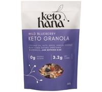 Keto Hana Wild Blueberry Breakfast, Snacking Granola, Just 3.2g Net Carbs, High Protein, Healthy Keto Diet Granola (Two 300g/0.6lbs Bags)