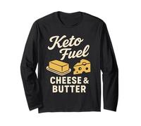 Keto Humor Funny Meme Powered by Fat Zero Carbs Bacon Long Sleeve T-Shirt