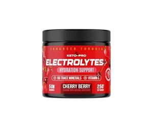 Keto-Pro Keto Electrolytes 250g - 50 Servings | Electrolyte Powder & Salts with 66 Trace Minerals | Supports Your Fasting, Health & Fitness Goals | Cherry Berry Flavour