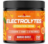 Keto-Pro Keto Electrolytes 250g | Electrolyte Powder Supporting Your Fasting, Health & Fitness Goals | 50 Servings | Mango Burst Flavour