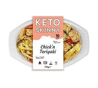 Keto Skinny Chilled Chick'n Teriyaki (Pack of 4, 370g) - Low Calorie Microwaveable Meal, Low in Fat & Sugar - High in Protein, Konjac Flour Keto Diet Ready to Eat Meals