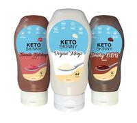 Keto Skinny Sauce Combo 300 ML (Pack of 3) - Low Calorie Sauces, No Added Sugar, Keto Friendly & Vegan | Includes Smoky BBQ, Vegan Mayo & Tomato Ketchup for Dips, Spreads & Cooking