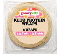 Keto Wraps by Groovy Keto, Low Carb Protein Wrap, 4.4g Carbs, 10g Fibre, 9g Protein, Keto Tortillas, Vegan Friendly, Soft & Flexible, Low Carb Bread (8 Wraps)