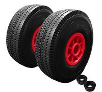 KetoBarrow 2x 10 Inch Heavy Duty Sack Truck Wheel, Solid Rubber Puncture Proof Hand Trolley Cart Wheels Replacement 4.10/3.50-4 Wheel 20mm Bore - Pair of Wheels