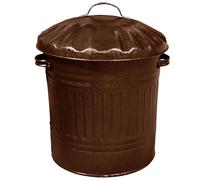KetoBarrow 40L Retro Bin Vintage Style Metal Dustbin with Lid Suitable for Indoor or Outdoor - Classic Bin Steel Dustbin - Bronze - 40 Litre
