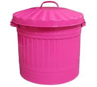 KetoBarrow 40L Retro Bin Vintage Style Metal Dustbin with Lid Suitable for Indoor or Outdoor - Classic Bin Steel Dustbin - Pink - 40 Litre