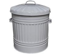 KetoBarrow 40L Retro Bin Vintage Style Metal Dustbin with Lid Suitable for Indoor or Outdoor - Classic Bin Steel Dustbin - Grey - 40 Litre