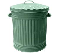 KetoBarrow 40L Retro Bin Vintage Style Metal Dustbin with Lid Suitable for Indoor or Outdoor - Classic Bin Steel Dustbin - Sage Green - 40 Litre