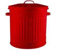 KetoBarrow 40L Retro Bin Vintage Style Metal Dustbin with Lid Suitable for Indoor or Outdoor - Classic Bin Steel Dustbin - Red - 40 Litre