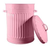 KetoBarrow 40L Retro Bin Vintage Style Metal Dustbin with Lid Suitable for Indoor or Outdoor - Classic Bin Steel Dustbin - Pink - 40 Litre