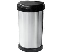 Ketobarrow 42L Moda Silver Touch Top Kitchen Bin Waste Rubbish Recycle Bin - Metal Effect D-Shaped 42 Litre