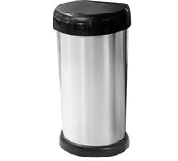 KetoBarrow 42L Moda Silver Touch Top Kitchen Bin Waste Rubbish Recycle Bin - Metal Effect D-Shaped 42 Litre