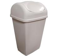 KetoBarrow 50L Swing Top Kitchen Bin Plastic Waste Paper Rubbish Recycle Bin Home Office Kitchen Room Dustbin Cream Bin