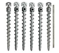 KetoBarrow 6 x Screw Tent Pegs for Hard Stony Ground and Gravel Pitches with Turning Bar (Peg Size: 19cm x 7.5mm)