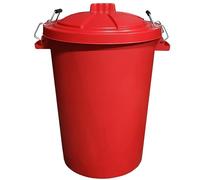 KetoBarrow 80L Extra Large Dustbin with Clip Locking Lid Plastic Dustbin for Home Garden Storage Rubbish Recycling Animal Feed 80 Litre Red