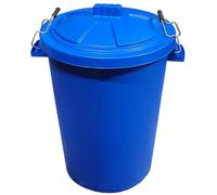 Ketobarrow Blue Dustbin With Clip Locking Lid Plastic Dustbin For Home Garden Storage Rubbish Recycling Animal Feed 80 Litre