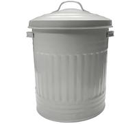 KetoBarrow Cream Metal Bin with Lid Retro Style 46cm Steel Dustbin Feed Ash Bin Bathroom Bin - 30L