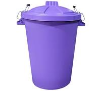 KetoBarrow Extra Large Dustbin with Clip Locking Lid 80L Plastic Dustbin for Garden Waste Recycling or Animal Feed 80 Litre Purple Bin