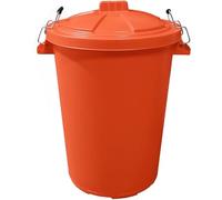 KetoBarrow Extra Large Dustbin with Clip Locking Lid 80L Plastic Dustbin for Garden Waste Recycling or Animal Feed 80 Litre Orange Bin