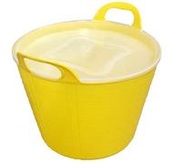 Ketobarrow Flexitub With Handles 42 Litres Yellow Garden Tub Plastic Storage Container For Home Washing Garden Waste With Lid