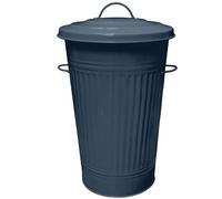 KetoBarrow Grey Metal Bin Retro Dustbin for Waste Animal Feed for Outdoor or Indoor Grey Slim Tall Tapered Steel Bin 45L