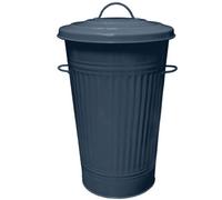 Ketobarrow Grey Metal Bin Retro Dustbin For Waste Animal Feed For Outdoor Or Indoor Grey Slim Tall Tapered Steel Bin 45L