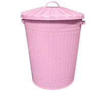 KetoBarrow Large Coloured Metal Dust Bin with Lid Retro Style Metal Bin as a Kitchen Waste Rubbish Recycle Bin 90L - Baby Pink