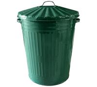 KetoBarrow Large Coloured Metal Dust Bin with Lid Retro Style Metal Bin as a Kitchen Waste Rubbish Recycle Bin 90L - Garden Green