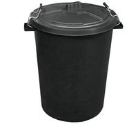 Ketobarrow Large Garden Dustbin 115L Refuse Heavy Duty Plastic Waste Bin With Secure Lid Metal Clip Handles - Black