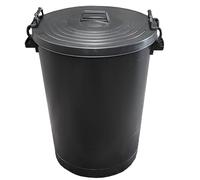 KetoBarrow Large Plastic Bin with Locking Lid and Side Handles Storage Bin for Recycling Animal Feed Rubbish Indoor or Outdoor Bin - Black - 110L
