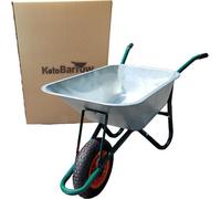 Ketobarrow Metal Wheelbarrow - Galvanised With Pneumatic Tyre Professional Garden Wheelbarrow - 100 Litre