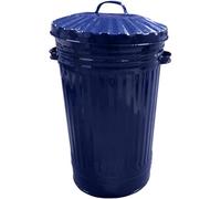 Ketobarrow Navy Blue Metal Bin Retro Dustbin Rubbish Bin Waste Animal Feed Outdoor Or Indoor Bin, Navy Blue Slim Tall Tapered Steel Bin 45L