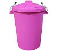 Ketobarrow Pink Dustbin Large With Clip Locking Lid Plastic Dustbin For Garden Waste Recycling Or Animal Feed 80 Litre Garden Bin - 80L