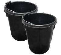 Ketobarrow Plasterers Bucket Black For Mixing Building Plaster And Holding Water - 25 Litre Plastic Heavy Duty Pack Of 2