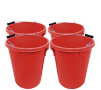 Ketobarrow Plasterers Bucket Red For Mixing Building Plaster And Holding Water - 25 Litre Plastic Heavy Duty Pack Of 4