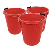 Ketobarrow Plasterers Bucket Red For Mixing Building Plaster And Holding Water - 25 Litre Plastic Heavy Duty Pack Of 3
