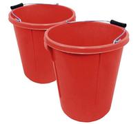 Ketobarrow Plasterers Bucket Red For Mixing Building Plaster And Holding Water - 25 Litre Plastic Heavy Duty Pack Of 2