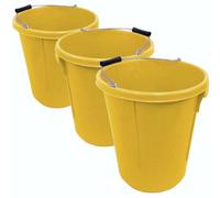 Ketobarrow Plasterers Bucket Yellow For Mixing Building Plaster And Holding Water - 25 Litre Plastic Heavy Duty Pack Of 3