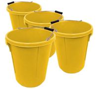 Ketobarrow Plasterers Bucket Yellow For Mixing Building Plaster And Holding Water - 25 Litre Plastic Heavy Duty Pack Of 4