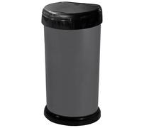KetoBarrow Platinum Grey Kitchen Bin Waste Rubbish Recycle Bin Press Top - D-Shaped 42L