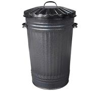 KetoBarrow Retro Metal Bin 45L Antique Silver Galvanised Slim Tapered Steel Bin for Kitchen Rubbish Animal Feed and Garden Waste