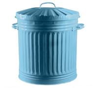KetoBarrow Retro Style Metal Dustbin with Lid Suitable for Indoor or Outdoor - 40L Classic Bin Steel Dustbin - Duck Egg Blue Feed Bin - 40 Litre